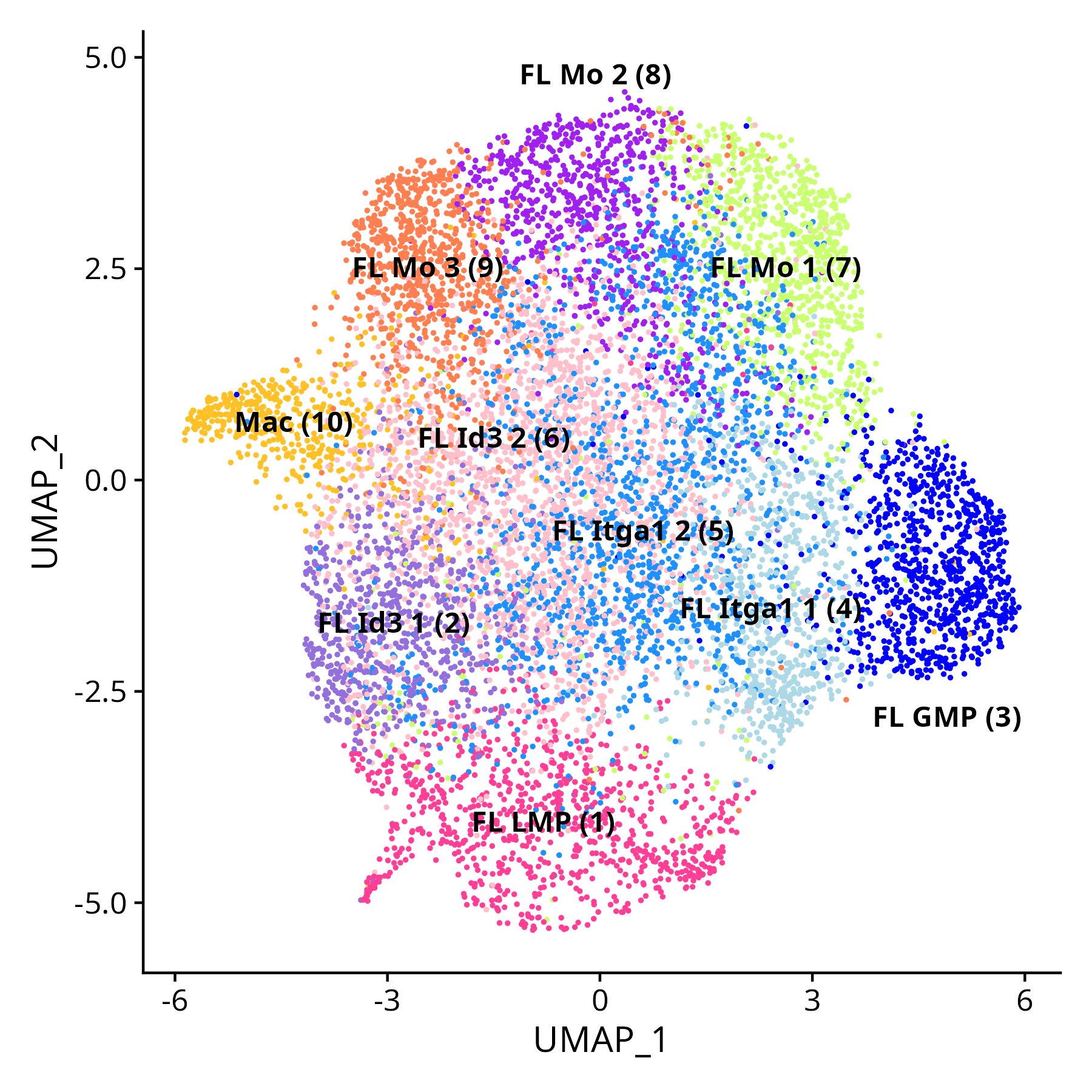 Umap FL mono snATACseq MFs and precursors
